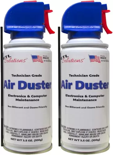 ETL Solutions Technician Grade Non-BITTERANT 3.5oz Air Duster for Electronics and Computer Maintenance - Pack of 2